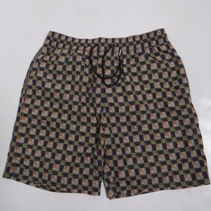 Burberry Men's Archive Logo And Vintage Check Swim Short Tan Navy Size S